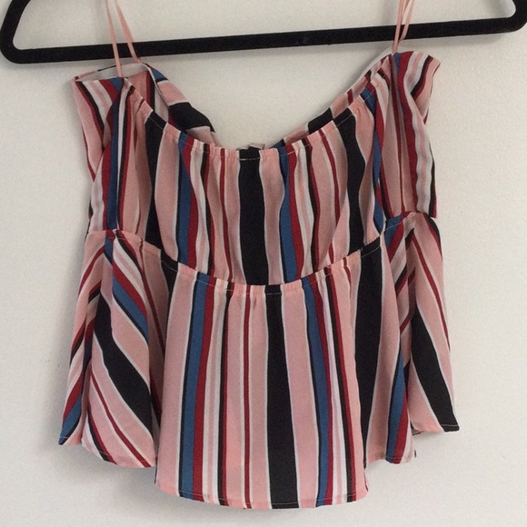 Favlux Strapless Vertical Striped Top Large Pink - Picture 2 of 7